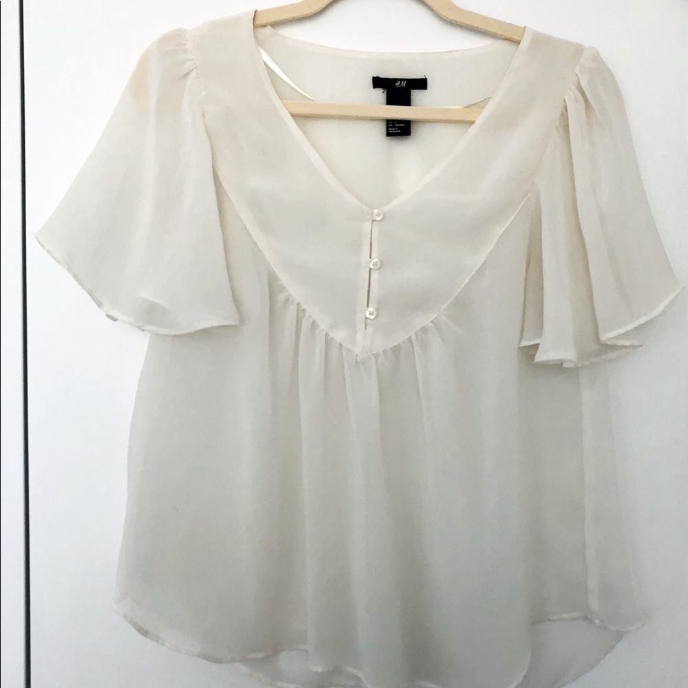 H&M Chiffon-y Ivory Sheer Blouse | Size 6